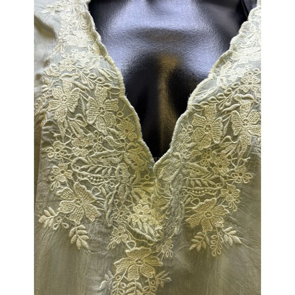 Johnny Was Mint Green Embroidered Silk Blouse L - Picture 5 of 7